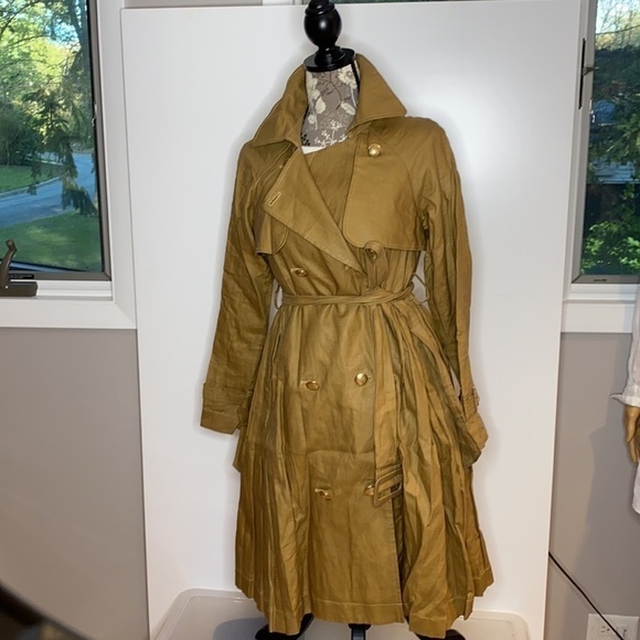 Mise en Scene Sz 2 Ruffian Anthropologie Linen Trench Coat Dress Milk Chocolate - Picture 1 of 14